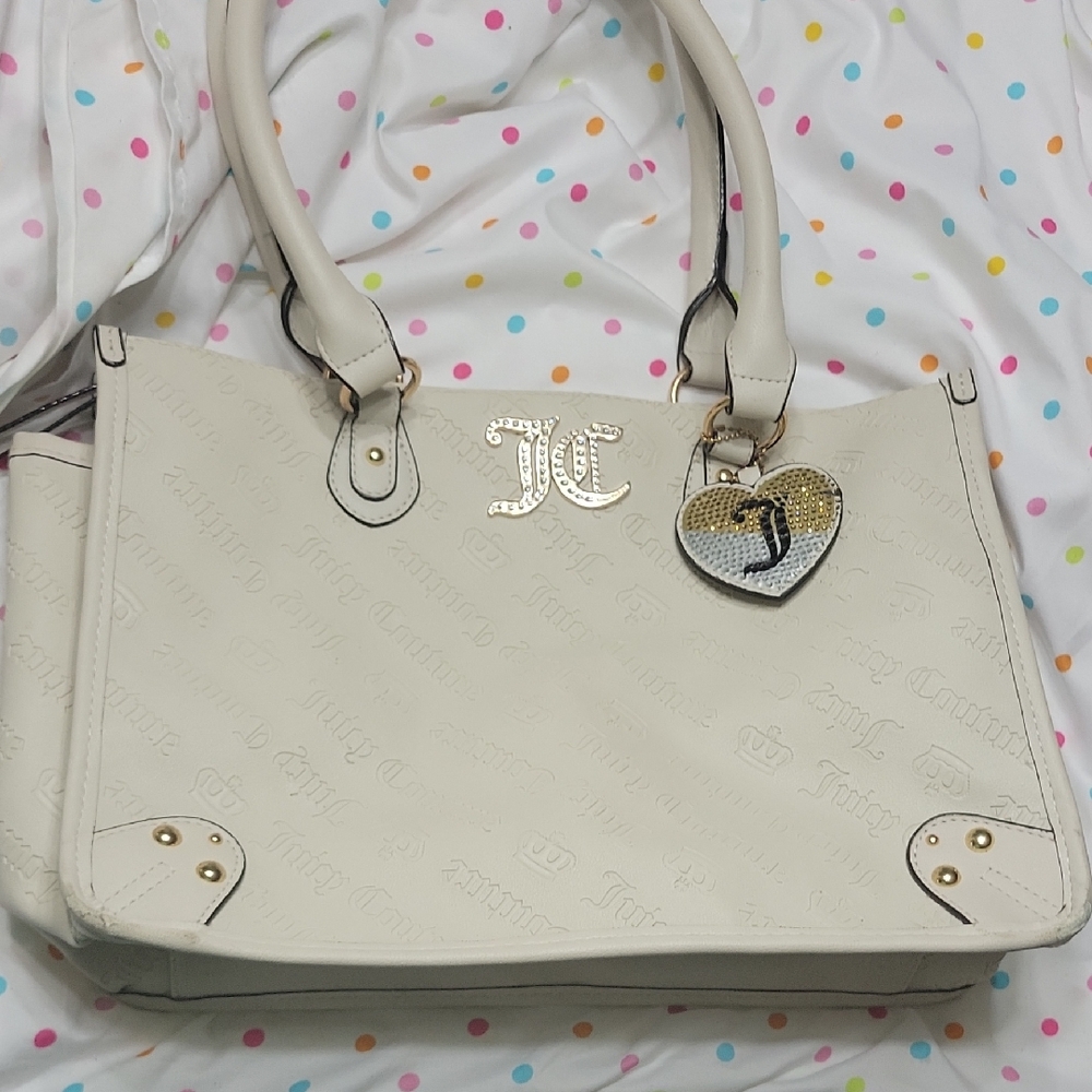 Juicy Couture Cream Tote With Gold Accents